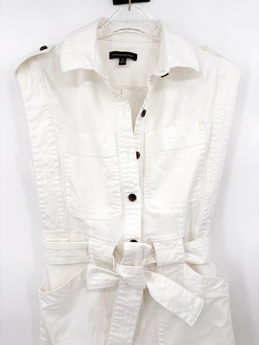 BANANA REPUBLIC Utility Jumpsuit in White Linen-Blend XS - Picture 5 of 11